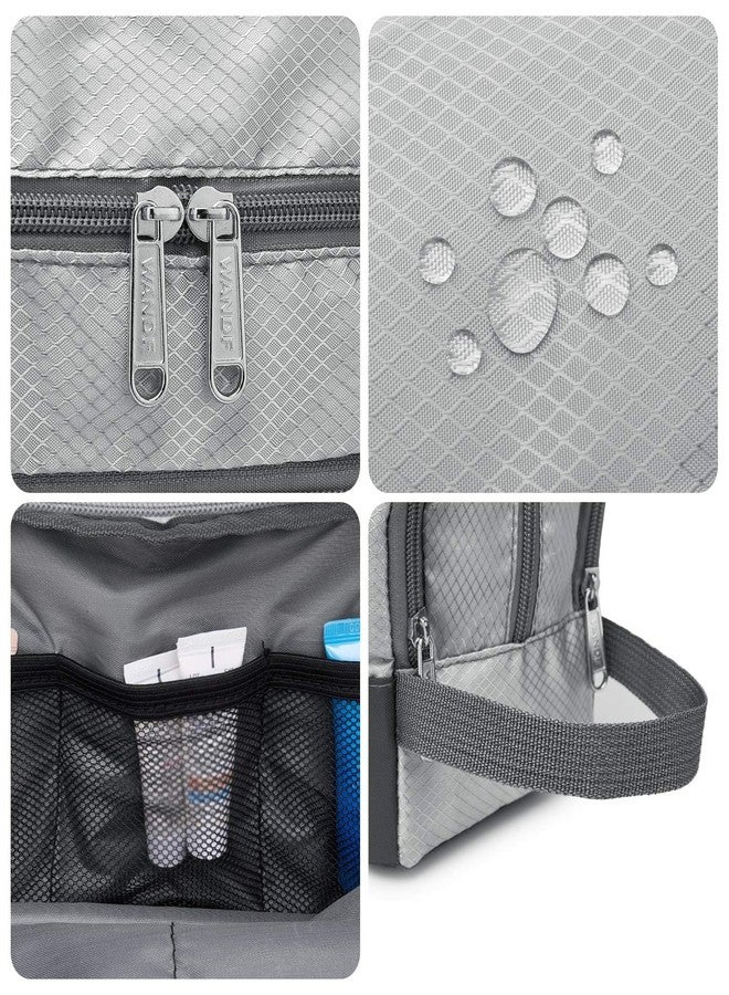 WANDF Toiletry Bag for Men Hanging Dopp Kit Water Resistant Shaving Bag Small Toiletry Bag for Traveling (Grey) - Image 4
